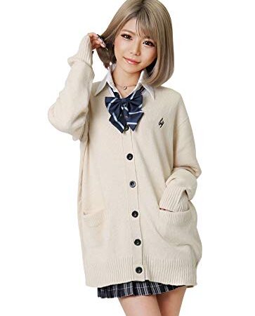 §ＢＬＡＣＫ　ＱＵＥＥＮ [ブラッククイーン] 女子高生 Vネック 制服 カーディガン セーター 高校生 中学生 レディース スクールセーター M(フリーサイズ) 長袖 ベージュ