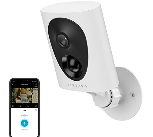 virtavo 防犯カメラ 屋外 ワイヤレス 電池式 1080p フルHD カラフルナイトビジョン 見守り 監視 充電式 ネットワークカメラ WiFi 動体検知 双方向音声 暗視撮影 alexa SD/クラウドストレージ対応