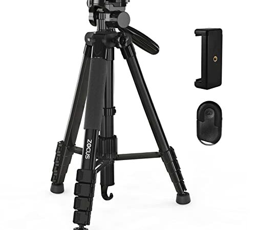 ZOCUS 三脚 リモコン付き 一脚可変式 全高1900mm 脚径26mm 5段 3Way雲台 水準器 クイックシュー式 アルミ製 スマホホルダー キャリングバッグ付き 一眼レフ ビデオ カメラ スマホ対応 ブラック