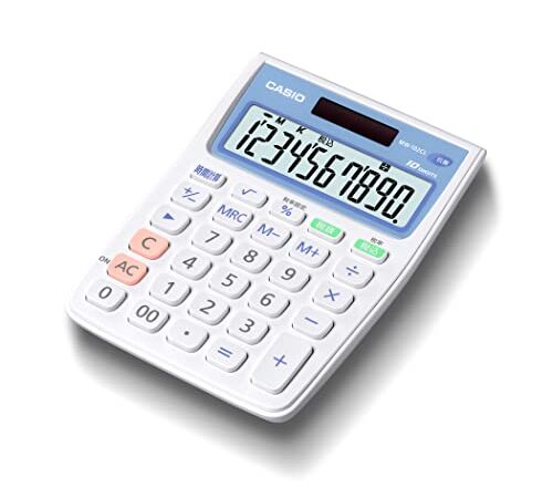 カシオ 抗菌電卓 普通電卓 白とブルー ミニジャストタイプ 10桁 MW-102CL-N