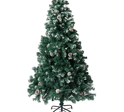 クリスマスツリー 『本物の葉の色を再現したナチュラルツリー』 150cm 120cm 180cm 210cm まつぼっくり 松かさ コンパクト収納可能 (180㎝, グリーン 雪付き)