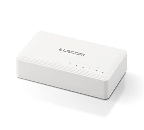 エレコム スイッチングハブ 5ポート ギガビット プラスチック筐体 コンパクト 軽量 [ACアダプター付属/壁掛け設置対応/静音ファンレス/省電力/EU RoHS指令準拠] ホワイト EHC-G05PA2-W
