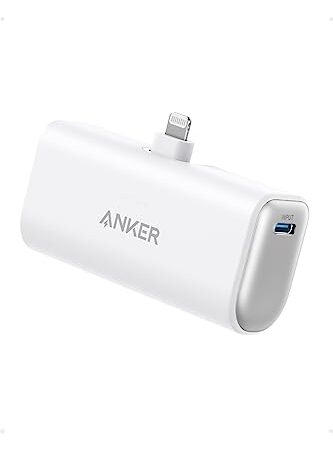 Anker Nano Power Bank (12W, Built-In Lightning Connector) (モバイルバッテリー 5000mAh 小型コンパクト)【MFi認証済/PowerIQ搭載/ライトニング端子一体型】 iPhone 14 / 13 / 12 シリーズ (ホワイト)