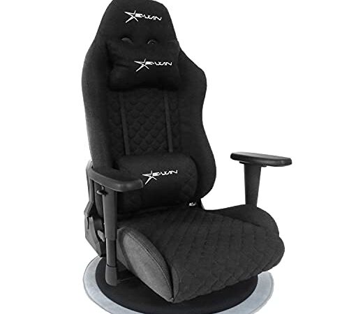 E-WIN ゲーミング座椅子 ゲーミングチェア 座椅子 ファブリック メッシュ 通気性 マット付き リクライニング ひじ掛け 高さ調整 耐荷重150㎏ 畳 腰痛 肉厚 快適 布地 黒 ブラック Z9-BK【メーカー保証：1年】