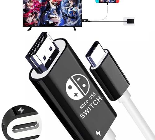 Elnicec Switch ドック Switch テレビ接続出力「2023年革新型」switch テレビ接続ケーブル スイッチ ドック 4K&1080解像度/HD変換/TVモード HDMI ケーブル テレビ接続出力 高性能チップ 遅延なし PD急速充電 小型 多機能 持ち運び便利 Switch/Switch OLED/パソコン/タブレット/スマホなどに対応（ブラック＆ホワイト）