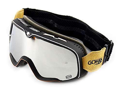 [GOHAN] ゴーグル レンズ バイク 原付き ジェット オフロード バイクゴーグル サバゲー モトクロス レース スキー スノボー アウトドア スポーツ 登山 柔軟 防塵防風 耐衝撃 広い視野 UVカット 曇り止め 滑り止め メガネ対応 サングラス ヘルメット対応 持ち歩き 収納便利 通勤用 清掃作業用 冬季運動 男女兼用(#399ブラック)