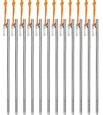 M-STYLE チタンペグ 24cm テント用 ペグ チタン キャンプ 設営 軽量 頑丈 強靭 タープ アウトドア ちたんぺぐ ゴムロープ付き 12本セット