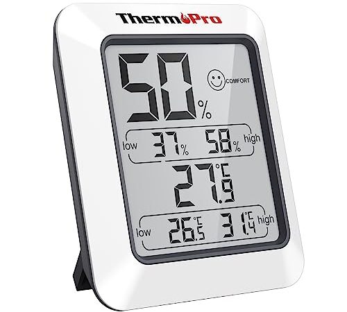 ThermoProサーモプロ 湿度計 デジタル温湿度計 室内温度計湿度計 顔マーク おしゃれ 最高最低温湿度表示 高精度 おしゃれ コンパクト 見やすい マグネット付き 梅雨対策 卓上 冷蔵庫 TP50