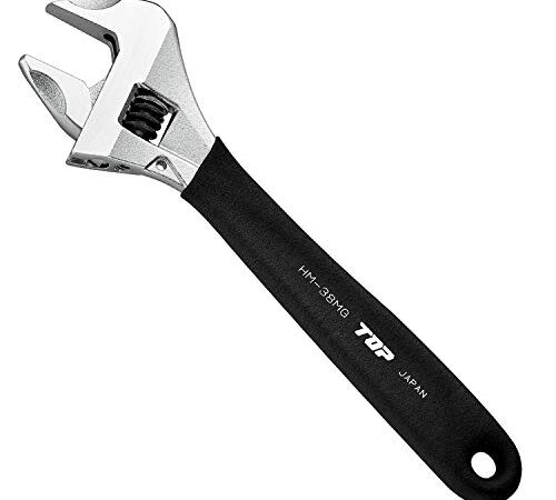 トップ工業 (TOP) ガタ無しモンキーレンチ ワークワイド 口開き0~38mm ブラック ガタ無しウォーム搭載 HM-38MGBK 燕三条 日本製
