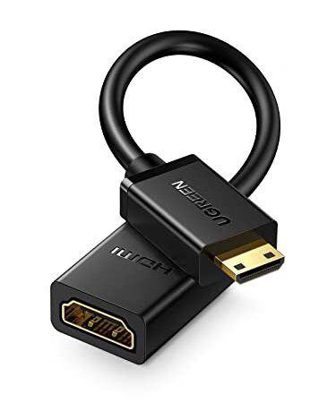 UGREEN mini hdmi to hdmi 変換アダプター hdmi ケーブル ハイスピード ミニ Mini オスメス 延長 中継 4K 3D Raspberry Pi Zero W ホームビデオカメラー Sony, Nikon D5500, Canon, Fujitsuなどに対応 22cm