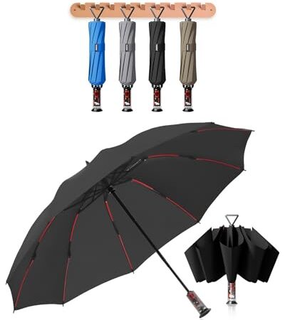 逆さ傘 折りたたみ傘 ワンタッチ自動開閉 折り畳み傘 大きいサイズ 傘 メンズ 軽量 頑丈 強風に強い 晴雨兼用 日傘 uvカット率 超撥水 濡れない傘 飛び出し防止 安全な折畳傘 70cm超えた 101cm 収納やすい 収納袋 カバー付き 車用 雨傘 Rainsmile umbrella japan brand モダンブラック
