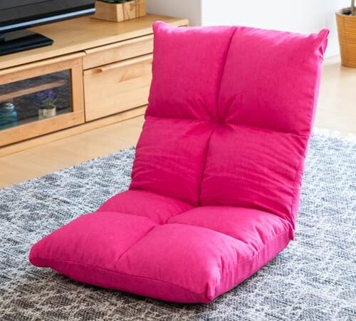 アイリスプラザ 座椅子 リクライニング 14段階 低反発 モコモコ さらさら ファブリック生地 ピンク FC-540S