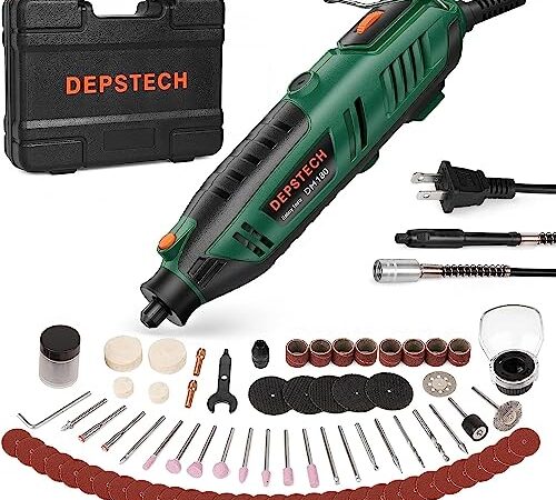 ミニルーター 40000RPM リューター 6段変速 128pcs 180W DEPSTECH電動リューター ハンドルーター シールドアタッチメント コンパクト 木工/彫刻/穴あけ/研磨/切断/切削/つや出し/マニキュア/汚れ落とし