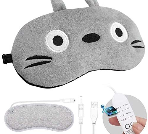 POPUBAY ホットアイマスク USB 電熱式ヒーター 安眠目元美顔器 温冷両用アイマスク タイマー設定 温度調節 蒸気 遮光 軽量 旅行 かわいい快眠グッズ 父の日 恋人 母 誕生日プレゼント 日語説明書 ギフトケース包装 (グレー)
