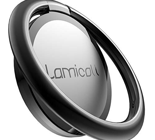 スマホリング 4㎜ 薄い 180度 360度回転式 ：Lomicall 携帯電話 リングホルダー, 片手持ち 携帯リング 指輪型 薄 ホールドリングスタンド, フィンガーリング, 薄型 アイホン 指リング, 落下防止 すまほ りんぐ, 角度調整可能, ケイタイ スマフォスタンド機能, 丸型, 取り外し可能, 車載マグネット式磁石ホルダー対応, smartphone finger ring holder stand, iPhone 2023, iPhone15 15Plus 15pro 15pro max, 14plus, iPhone 13 mini pro promax プロマックス 12 mini pro max, 11 Pro Max, 11 プロ マックス XS Max XR X 8 7 6 6s plus 5 5s se se3 第三世代, Redmi Note 8 9 10 pro mi, huawei p20 p30 lite, Note 8 6 5 -黒