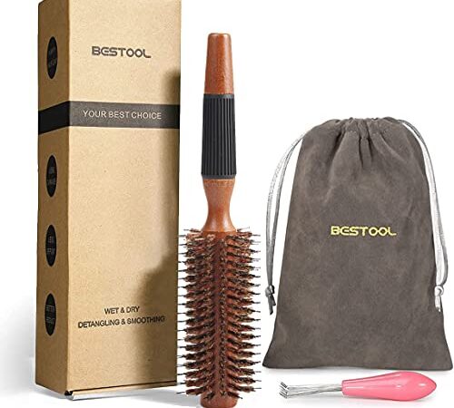 BESTOOL ロールブラシ ヘアブラシ ロール くし 木製 櫛 ヘアケア 高级 コーム レディース メンズ ブロー カール 巻き髪 耐熱 人気 艶髪 美髪ケア (S)
