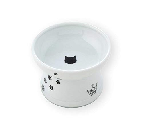 猫壱（necoichi） ハッピーダイニング 猫用 脚付フードボウル レギュラー 猫柄 すべり止めシリコン付き