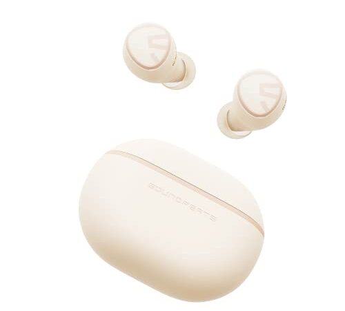 SOUNDPEATS(サウンドピーツ) Mini HS ワイヤレス イヤホン 【VGP 2023 SUMMER 金賞】 LDAC対応/ハイレゾ/Bluetooth5.3/マルチポイント接続 超軽量/小型/カナル型 イヤホン 最大36時間音楽再生 ゲームモード/低遅延 専用アプリ対応 技適認証取得 (クリーム色)