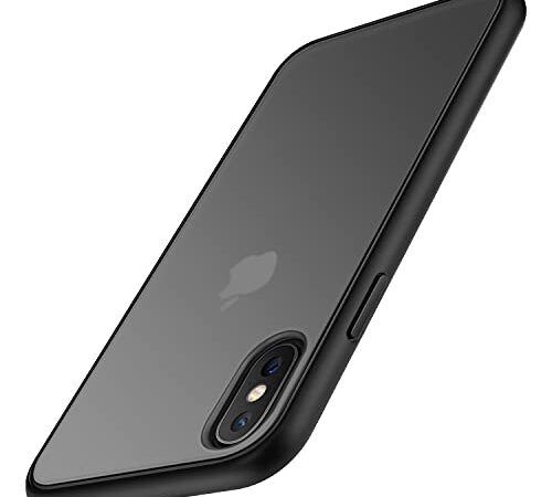 TENDLIN iPhone X 用ケース iPhone Xs 用ケース 半透明 マット質感 擦り傷防止 指紋防止 快適な質感 薄型 対応アイフォンX/Xs カバー（ブラック）